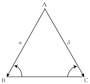 二等辺三角形の底角
